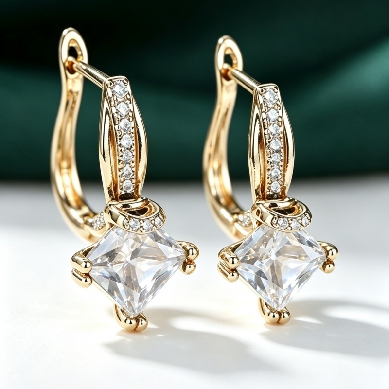 Women's Vintage Exquisite Green Cubic Zirconia Hoop Earrings